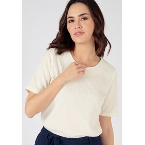 Damart - T-shirt tricot met jacquard in reliëf - Dames - Wit - L