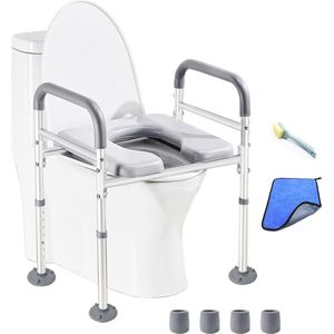 Verhoogde toiletbril met handgrepen voor senioren en gehandicapten - Gewatteerde toiletverhoger tot 450 lbs