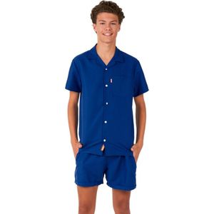 OppoSuits Tiener Navy Royale - Jongens Zomer Set - Bevat Shirt En Shorts - Blauw - Maat: EU 158/164 - 14 Jaar