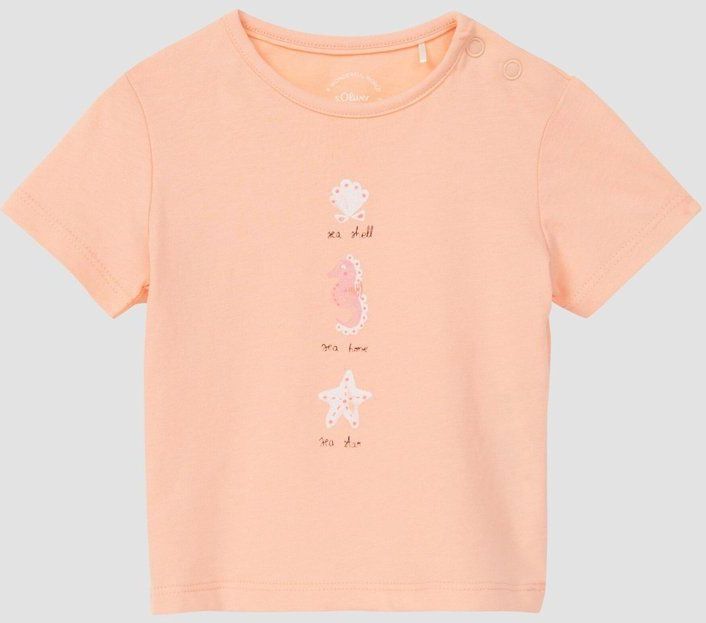 s.Oliver - T-Shirt - Katoen - Met Glitterprint - Korte Mouwen