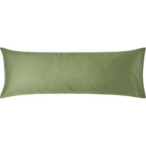 Homescapes - Kussensloop - Mosgroen - 50x140 cm - Biologisch Katoen Satijn - Draaddichtheid 400