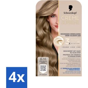 Schwarzkopf - Haarkleuring - Creme Supreme 8-16 - Cool Asblond - 245g - Voordeelverpakking - 4 stuks