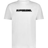 SuperRebel KEANU_ – T-shirt heren – Wit – Met logo – Katoen stretch – Regular fit – Casual stijl