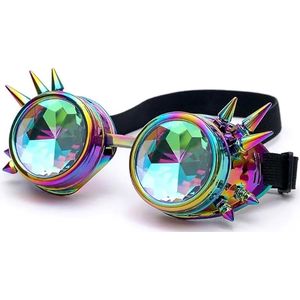 Caleidoscoopbril-Rave Feestbril voor Festivals-Diffractiebril-Rave-bril met diffractielens-Veelhoekig prisma regenboog multicolor-Cosplay bril-Festivalaccessoires