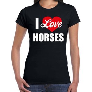 I love my horses / Ik hou van mijn paarden t-shirt zwart - dames - Paarden liefhebber cadeau shirt S