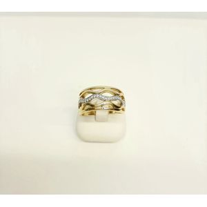 Geel/witgouden damesring - 14 karaat - diamant - uitverkoop Juwelier Verlinden St. Hubert - van €1990,= voor €1629,=