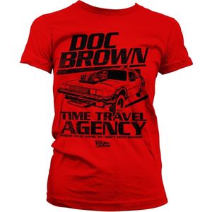 Back to the Future Doc Brown Time Travel Agency Girly Tee Damen T-Shirt Red-XL