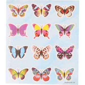 5x Velletjes agenda/dagboek/fun hobby kinder vlinder stickers - 12 gekleurde vlinders per velletje van 10 x 12 cm - Dieren speelgoed