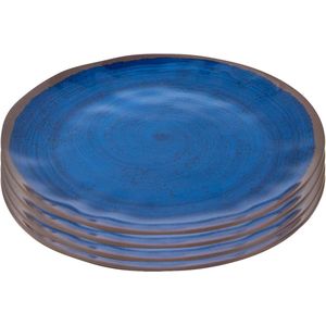 Bo-Camp - Ontbijtbord - Halo - 4 Stuks - Melamine - Blauw