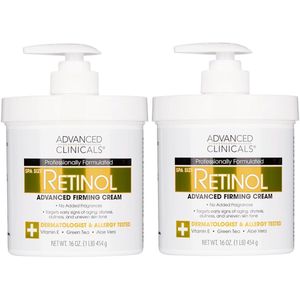 Advanced Clinicals Retinol Firming Cream – Anti-Aging Crème met Retinol – Verstevigt & Verzacht – 2x 454 g