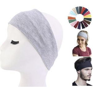 Cabantis Premium Sport Haarband - Hoofddeksel - Yoga - Haarband Heren - Haarband Dames - Stretch - Grijs