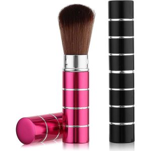 Retractable Makeup Brush Travel Blush Brush Kabuki Foundation Brush Portable Loose Powder Brush with Lid Expandable Contour Brush for Makeup Liquid Makeup Bronzer Cream Powder - 2 Pcs