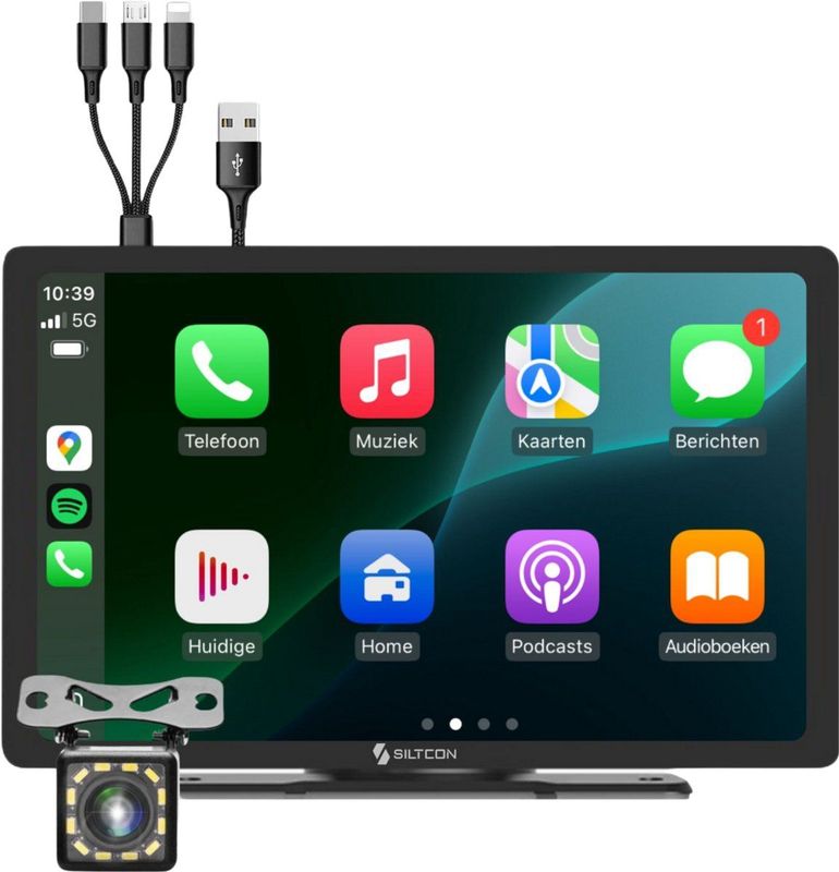 Siltcon® 9" CarPlay Scherm – Navigatie & Camera – Bluetooth – Universeel – Zwart