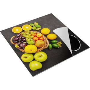 Chefcare Inductie Beschermer Fruitmand op Zwarte Marmer - Fruit - 78x78 cm - Afdekplaat Inductie - Kookplaat Beschermer - Inductie Mat