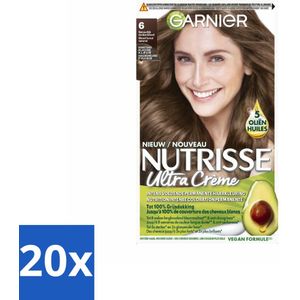 Garnier - Nutrisse Ultra Crème 6 - Haarkleuring - Natuurlijk Donkerblond - Intens Voedend - Permanente Kleur - Bulkverpakking - 20 stuks