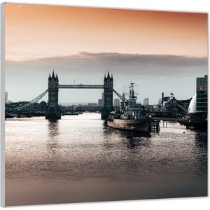 Acrylglas –Tower Bridge met Schip - Amerika -80x80 (Met ophang)