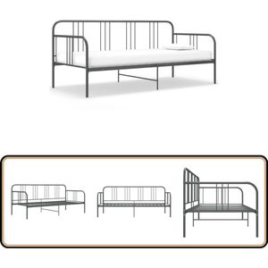 vidaXL Slaapbankframe - Metaal - Grijs - 90x200 cm Slaapbank - Bedbank - Logeerbed - Tweepersoonsbed - Stapelbed
