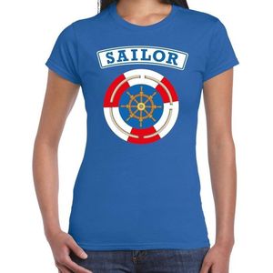 Zeeman/sailor verkleed t-shirt blauw voor dames - maritiem carnaval / feest shirt kleding / kostuum XXL