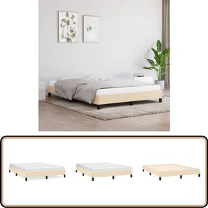 vidaXL Crèmekleurig Bedframe 140x190 cm - Stijlvol Bedframe - Houten Bedframe - Tweepersoons Bedframe - Creme Bedframe - Bedframe 140x190