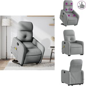 vidaXL Sta-op-massagefauteuil - Sta-op-massagefauteuils - Sta-op Fauteuil - Sta-op- En Ligstoel Verstelbaar - Sta-op-massagestoel verstelbaar stof lichtgrijs
