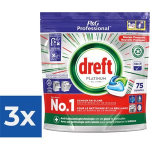 Dreft Platinum Regular All in 1 Vaatwastabletten - 75 Tabs - Voordeelverpakking 3 stuks