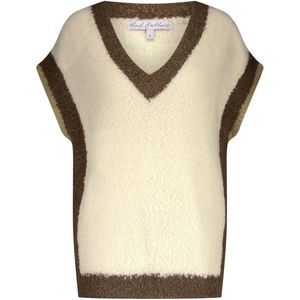 Red Button Trui Sleeveless Contrast Rib Srb4710 Ecru Dames Maat - M