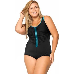 Allecto Plus - Grote Maten Badpak Dames - Ingebouwde Cup - Rits aan de Voorkant - Veelkleurig - Maat 56