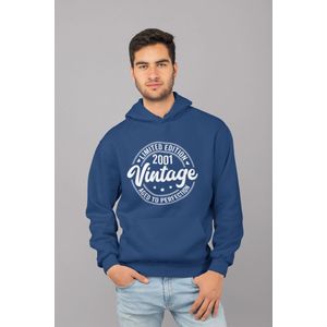 2001 Jaar Navy Hoodie Heren - Maat M - Aged Vintage - Verjaardag Cadeau Mannen - Limited Edition