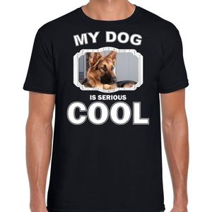 Duitse herder honden t-shirt my dog is serious cool zwart - heren - Duitse herders liefhebber cadeau shirt L