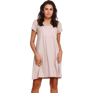 Doctor Nap Nachthemd Dames Viscose | Nachthemd Dames Korte Mouw | Nachtjapon Dames | Nachthemd Dames Volwassenen | Beige TW.9233 M