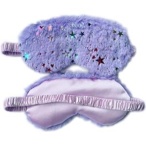 Schattig pluizig oogmasker voor slapen en reizen - ademende oogbedekking - paarse ster - kinderen volwassenen