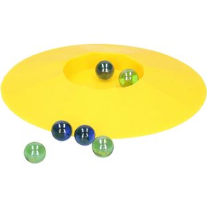 Knikkerpot met knikkers - geel - 17 cm - knikkeren - buiten spellen