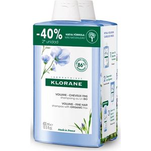 Klorane Fine Hair Linen Shampoo 2x400ml