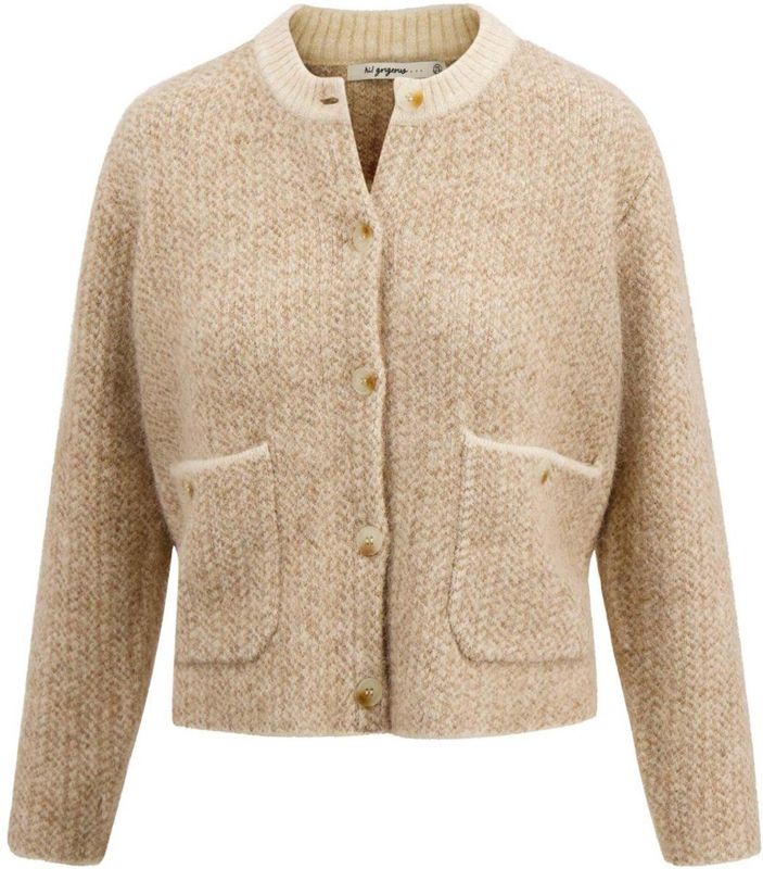 Zusss Vest Jaquard Vest Met Visgraat Structuur 0306 083 Beige Dames Maat - XS