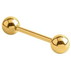 Lucardi Dames Tongpiercing gold barbell - Piercing - Cadeau - Moederdag - Staal - Goudkleurig