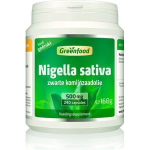 Greenfood Nigella Sativa, Zwarte Komijnzaadolie, 500 mg, high-dose, 240 capsules - Zonder kunstmatige toevoegingen. Zonder genetische manipulatie.