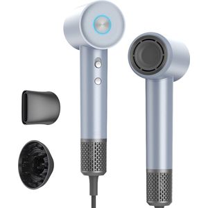 JIGOO H300 1600W High-Speed Professionele Haardroger, 200 miljoen negatieve ionen, 2 snelheidsstanden en 4 warmtestanden, 110000rpm Brushless Motor, laag geluidsniveau, 3-kleuren lichtring met 2 blaasmonden voor thuis/salon/reis