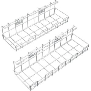 Kabelhouder bureau voor orde op de werkplek van wit metaal – kabelmanagement voor kabels, opladers, stekkerdozen – voor een goede grip (2 × maat L, organizer en kabelkanaal)