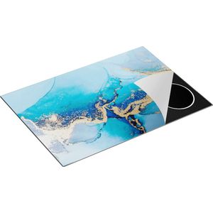 Chefcare Inductie Beschermer Abstracte Marmer - Luxueuze Blauwe Marmer - 75x55 cm - Afdekplaat Inductie - Kookplaat Beschermer - Inductie Mat