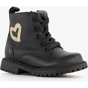 TwoDay leren meisjes veterboots zwart met hartje - Maat 22