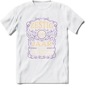 60 Jaar Legendarisch Gerijpt T-Shirt | Paars - Ivoor | Grappig Verjaardag en Feest Cadeau Shirt | Dames - Heren - Unisex | Tshirt Kleding Kado | - Wit - XL
