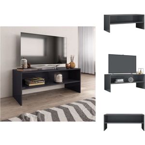 vidaXL TV-meubel Vintage - TV meubel hoogglans grijs - 100x40x40 cm - Bewerkt hout - Open vak - Inclusief montagematerialen - Kast