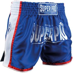 Super Pro Stripes Kickboks broekje Blauw/Wit/Rood - M
