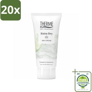20 x Therme - Cream Extra Dry - Anti-transpirant - Beschermend - 60ml - Grootverpakking - Anti-transpirant - Deodorant - Overmatig Zweten - Zweetgeur - 48 Uur Bescherming