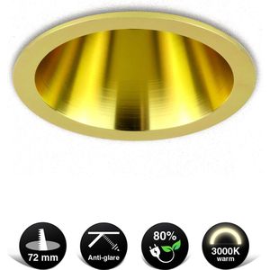 2X Gouden LED Inbouwspot - 5W - 3000K Warm Wit - ⌀80mm - Anti glare - Hoogwaardig Aluminium - Energiezuinig & Duurzaam