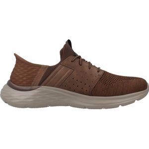 Skechers - Garner Newick - Instapper - Donkerbruin - Textiel Synthetisch