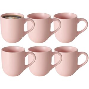 Boltze - Koffiemokken Paris - Pastel Roze - Keramiek - 6x 300 ml