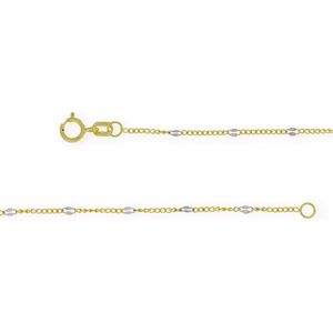 Gouden Bicolor Ketting Fantasie 1mm 45 cm 14 karaats