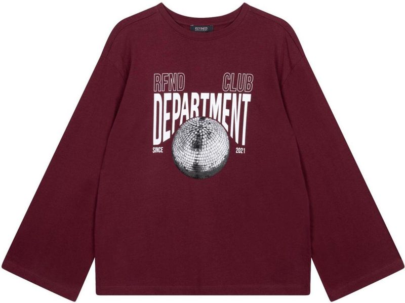 Refined Department - T-shirt - Bordeaux - Oversized Longsleeve - Dames