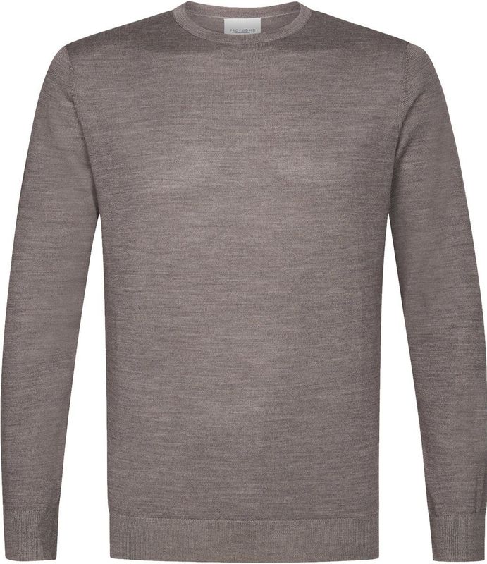 Profuomo - Slim Fit Trui - Taupe - 100% Wol